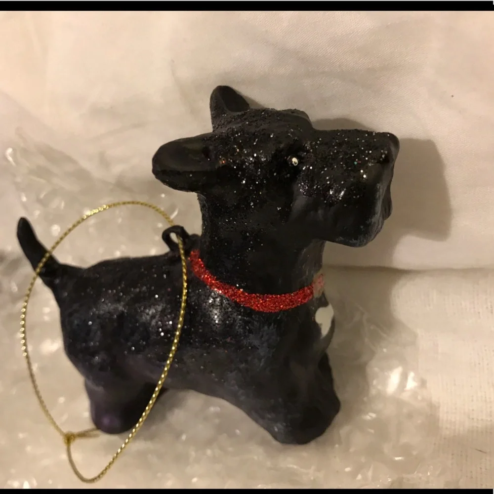 New West Elm Glass & Glitter Scottie Dog Christmas Ornament
